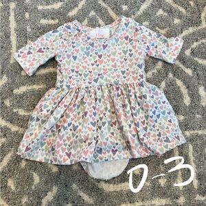 Heart Print Kids Skirted Onesie